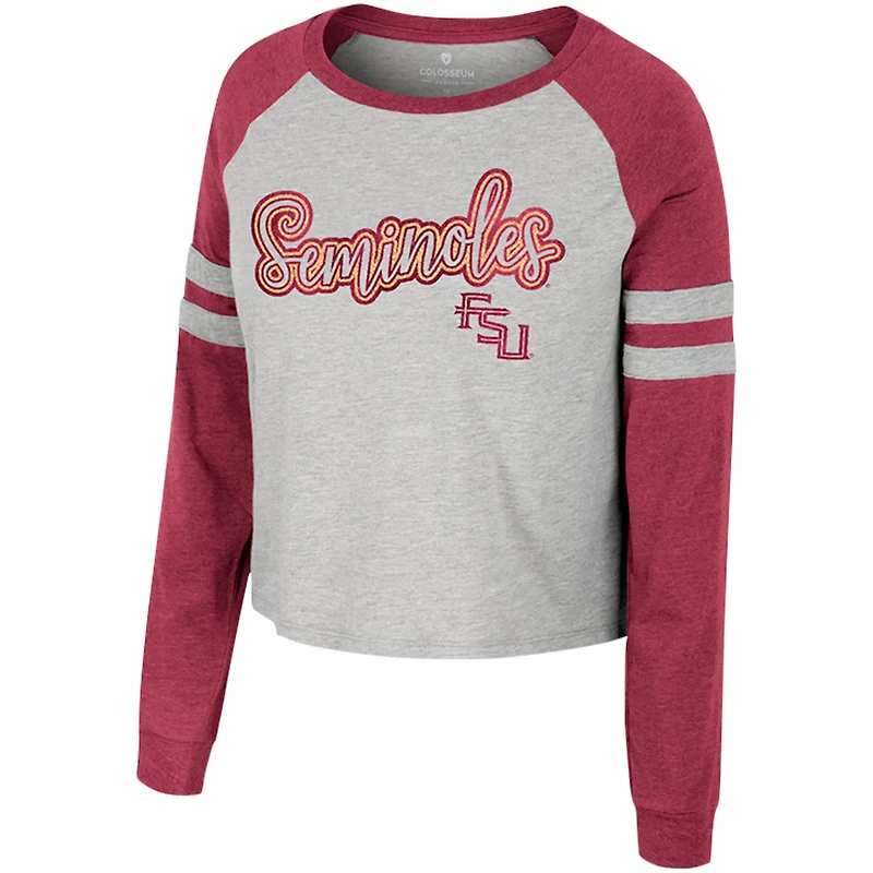 Colosseum Florida State Seminoles I'm Gliding Here Raglan Long Sleeve Cropped T-Shirt
