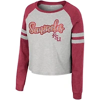 Colosseum Florida State Seminoles I'm Gliding Here Raglan Long Sleeve Cropped T-Shirt