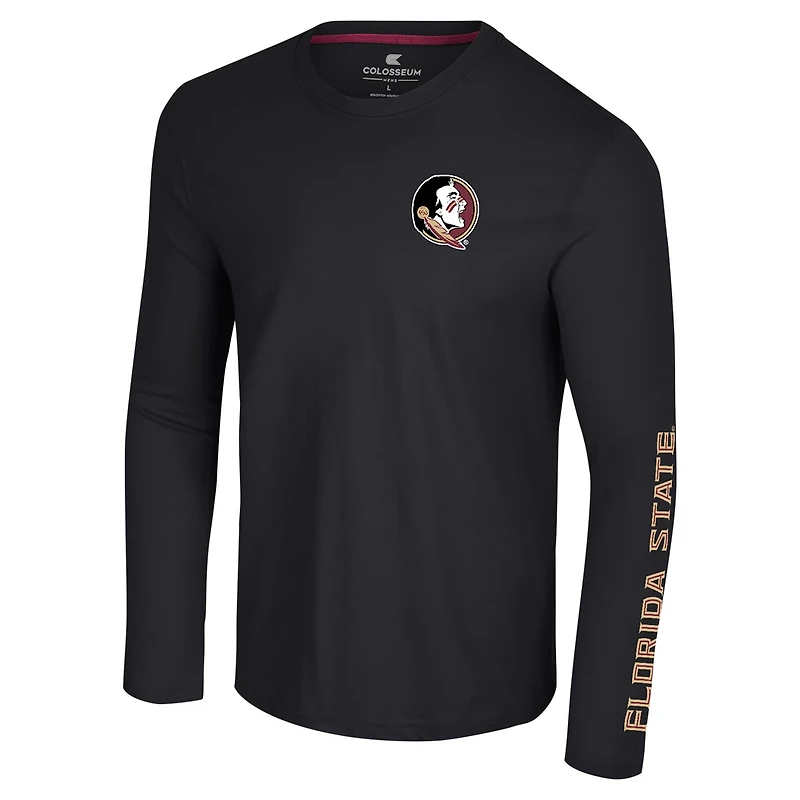 Colosseum Florida State Seminoles Logo Lockup 3-Hit Active Blend Long Sleeve T-Shirt