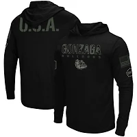 Colosseum Gonzaga Bulldogs OHT Military Appreciation Hoodie Long Sleeve T-Shirt