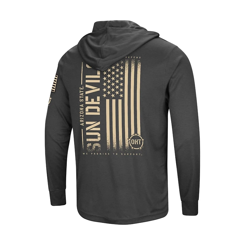 Colosseum Heather Arizona State Sun Devils Team OHT Military Appreciation Long Sleeve Hoodie T-Shirt