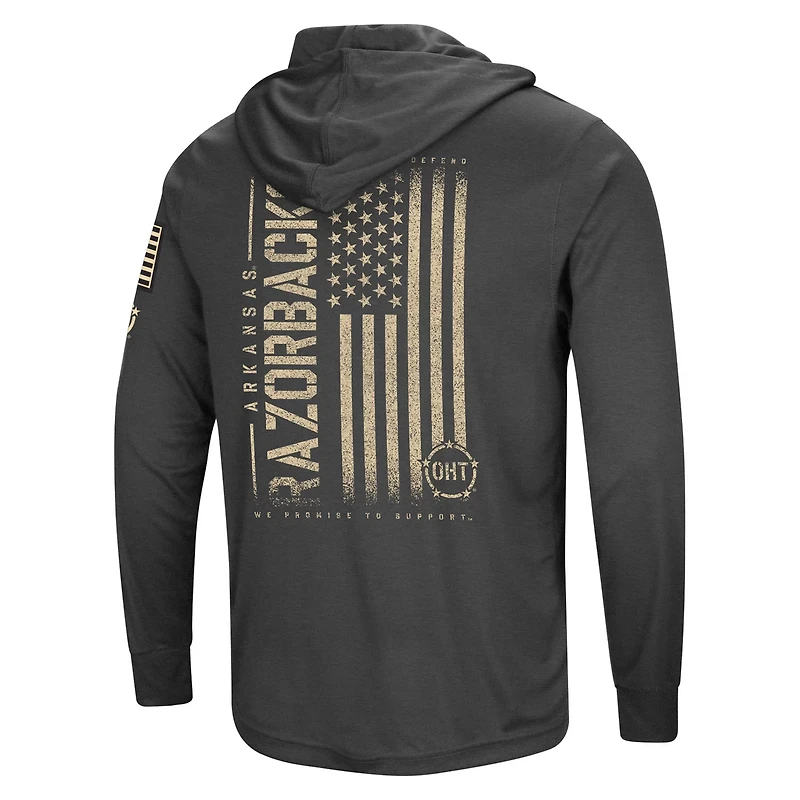 Colosseum Heather Arkansas Razorbacks Team OHT Military Appreciation Long Sleeve Hoodie T-Shirt