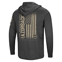 Colosseum Heather Arkansas Razorbacks Team OHT Military Appreciation Long Sleeve Hoodie T-Shirt
