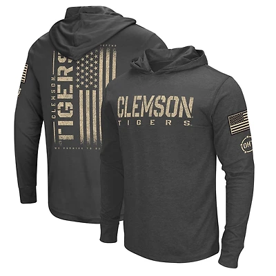 Colosseum Heather Clemson Tigers Team OHT Military Appreciation Long Sleeve Hoodie T-Shirt