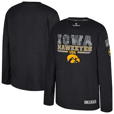 Colosseum Heather Iowa Hawkeyes OHT Military Appreciation Oorah Long Sleeve T-Shirt