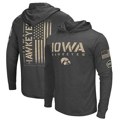 Colosseum Heather Iowa Hawkeyes Team OHT Military Appreciation Long Sleeve Hoodie T-Shirt