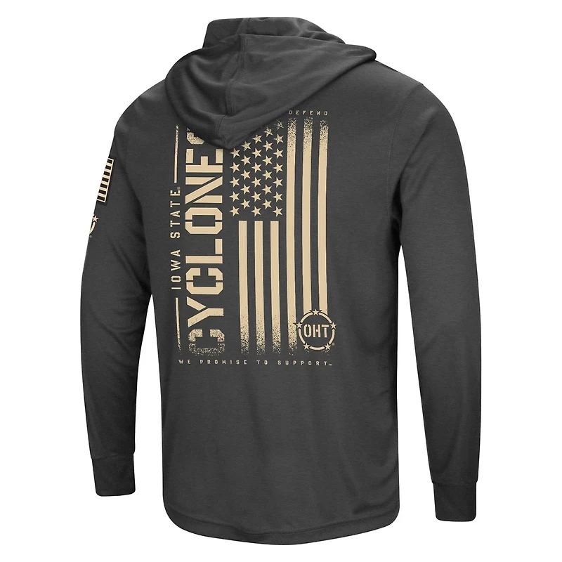 Colosseum Heather Iowa State Cyclones Team OHT Military Appreciation Long Sleeve Hoodie T-Shirt