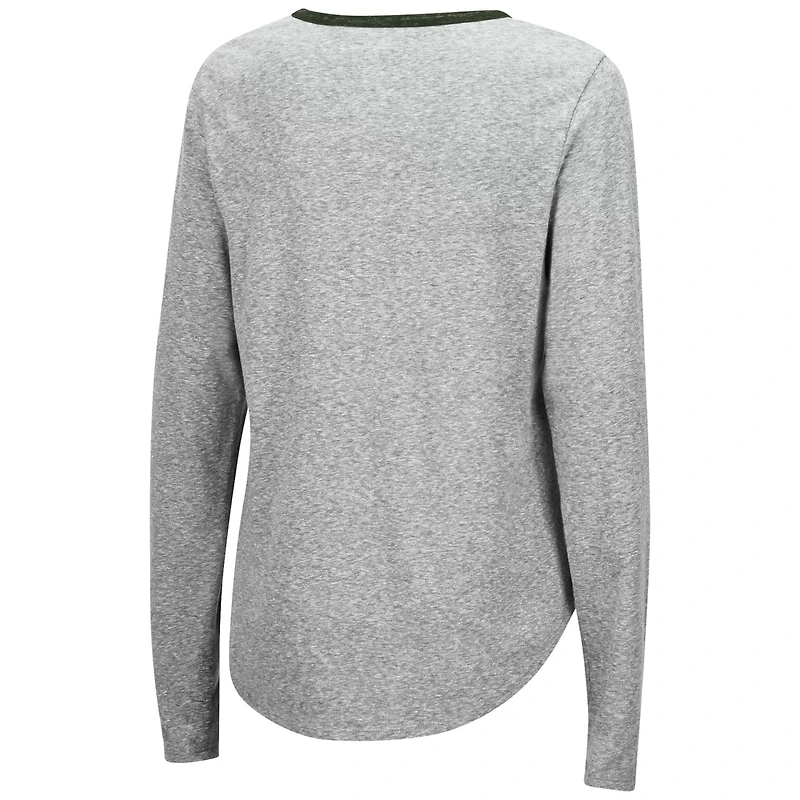 Colosseum Heathered Gray Michigan State Spartans Sundial Tri-Blend Long Sleeve Lace-Up T-Shirt