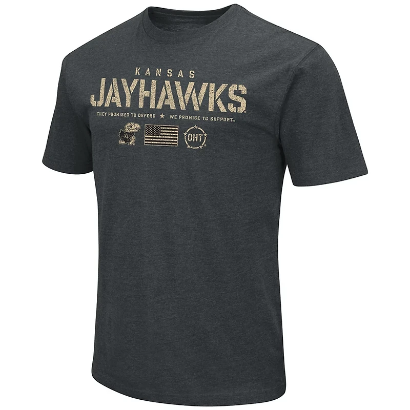 Colosseum Heathered Kansas Jayhawks OHT Military Appreciation Flag 20 T-Shirt
