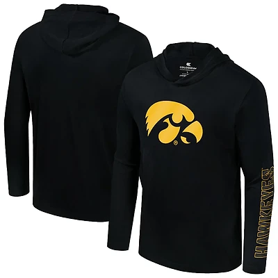 Colosseum Iowa Hawkeyes Color Pop Active Blend Hooded Long Sleeve T-Shirt