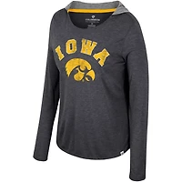 Colosseum Iowa Hawkeyes Distressed Heather Long Sleeve Hoodie T-Shirt