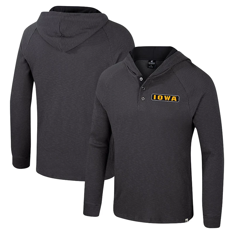 Colosseum Iowa Hawkeyes Dujour Ralgan Long Sleeve Henley Hoodie T-Shirt
