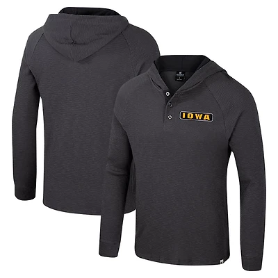 Colosseum Iowa Hawkeyes Dujour Ralgan Long Sleeve Henley Hoodie T-Shirt