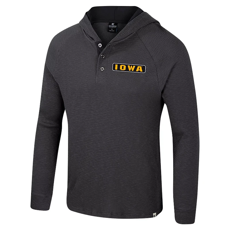 Colosseum Iowa Hawkeyes Dujour Ralgan Long Sleeve Henley Hoodie T-Shirt