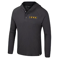 Colosseum Iowa Hawkeyes Dujour Ralgan Long Sleeve Henley Hoodie T-Shirt