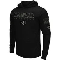 Colosseum Kansas Jayhawks OHT Military Appreciation Hoodie Long Sleeve T-Shirt