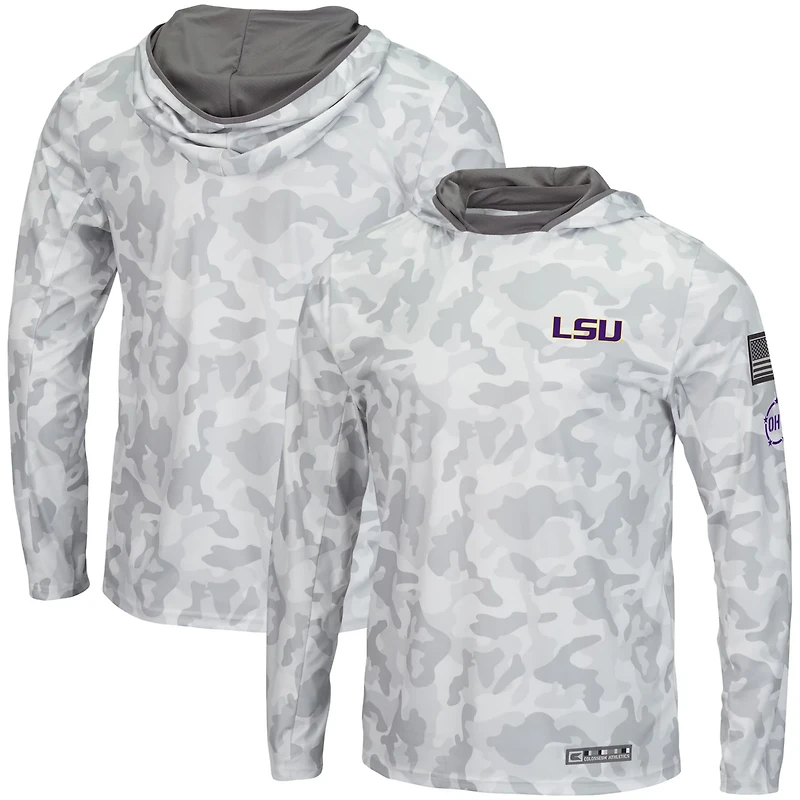 Colosseum LSU Tigers OHT Military Appreciation Long Sleeve Hoodie Top