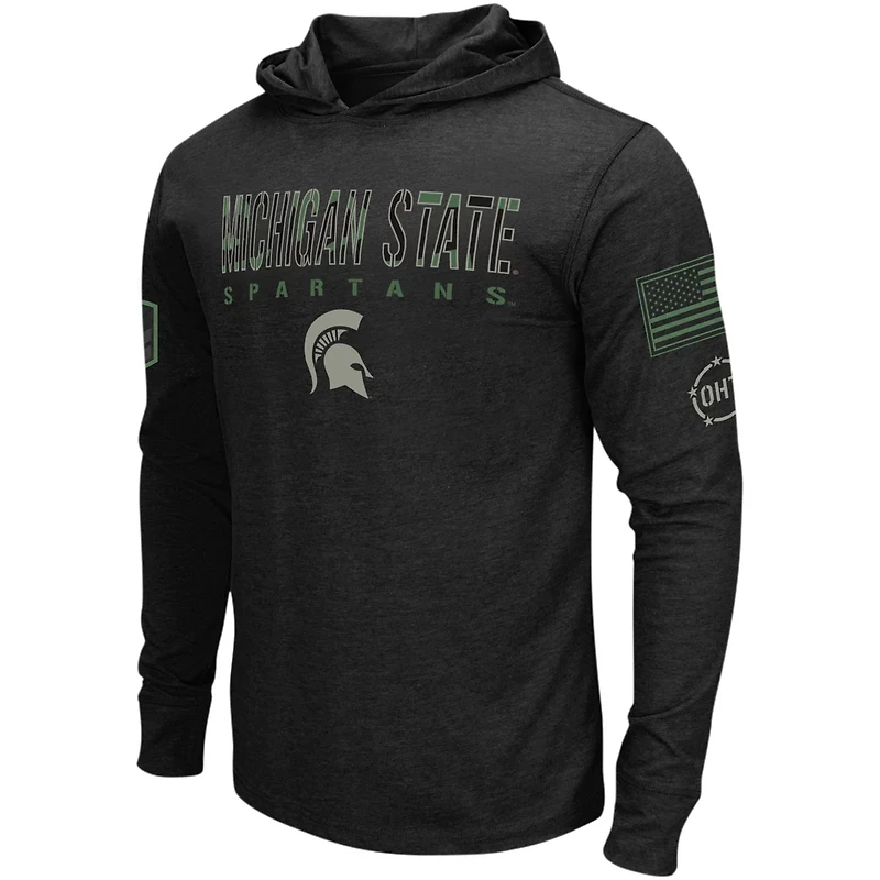 Colosseum Michigan State Spartans Big  Tall OHT Military Appreciation Tango Long Sleeve Hoodie T-Shirt