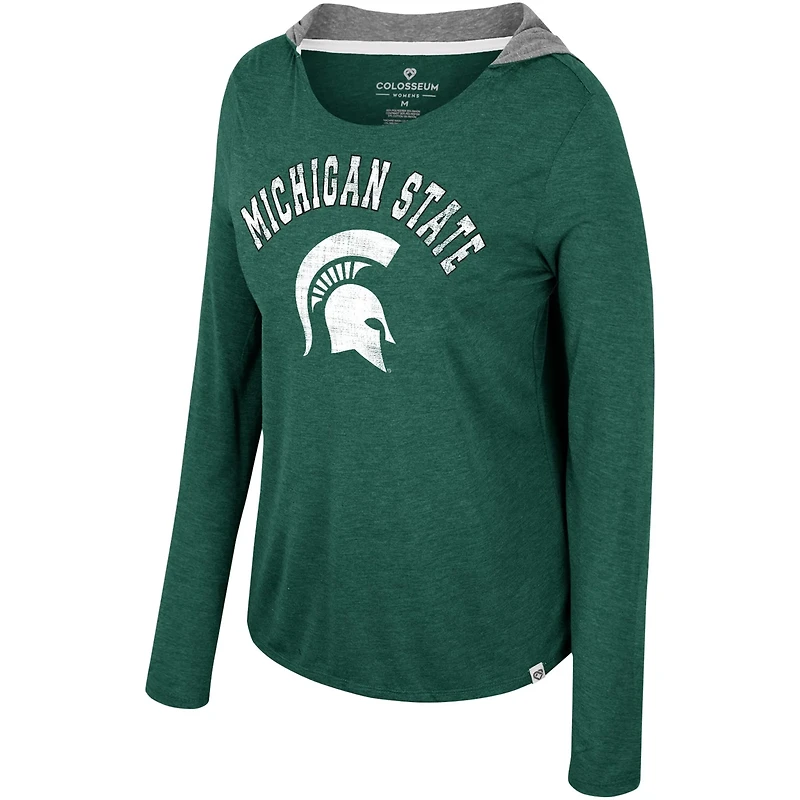 Colosseum Michigan State Spartans Distressed Heather Long Sleeve Hoodie T-Shirt