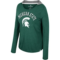 Colosseum Michigan State Spartans Distressed Heather Long Sleeve Hoodie T-Shirt