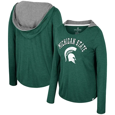 Colosseum Michigan State Spartans Distressed Heather Long Sleeve Hoodie T-Shirt