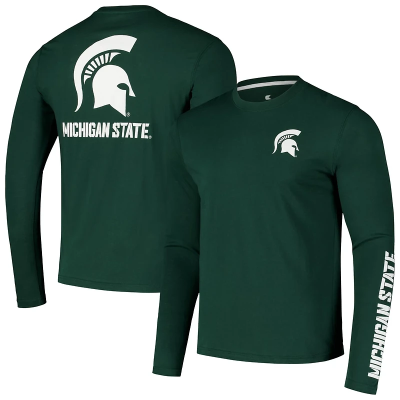 Colosseum Michigan State Spartans Logo Lockup 3-Hit Active Blend Long Sleeve T-Shirt