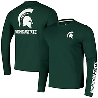Colosseum Michigan State Spartans Logo Lockup 3-Hit Active Blend Long Sleeve T-Shirt