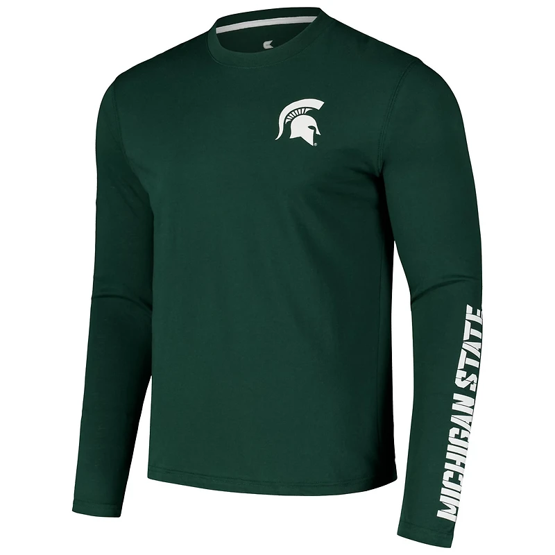 Colosseum Michigan State Spartans Logo Lockup 3-Hit Active Blend Long Sleeve T-Shirt