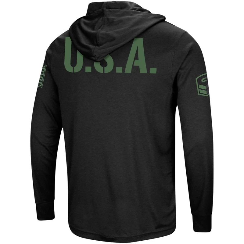 Colosseum Michigan Wolverines Big  Tall OHT Military Appreciation Tango Long Sleeve Hoodie T-Shirt