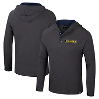 Colosseum Michigan Wolverines Dujour Ralgan Long Sleeve Henley Hoodie T-Shirt