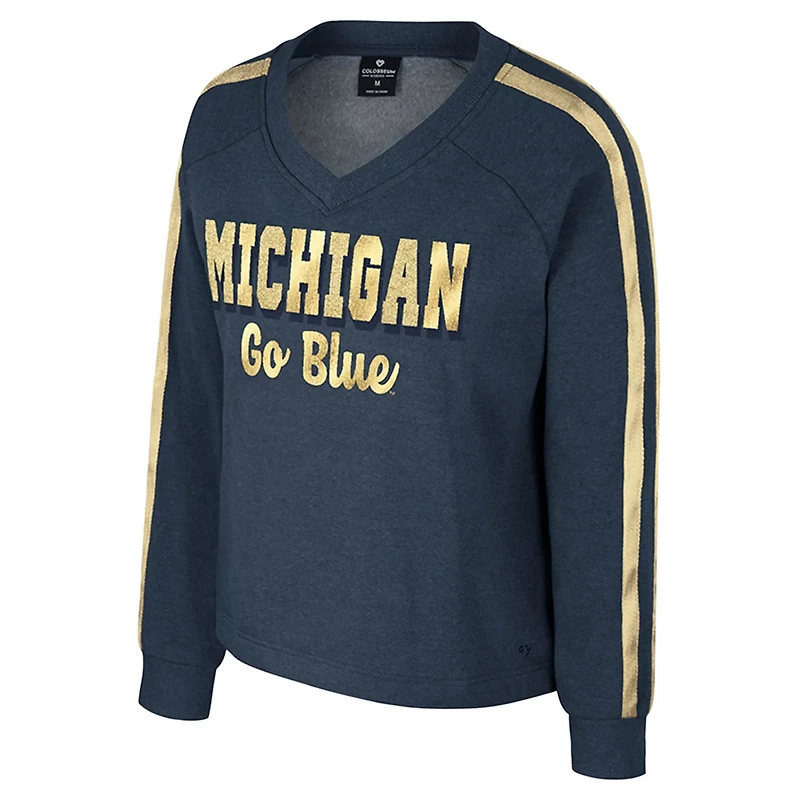 Colosseum Michigan Wolverines Treasures Long Sleeve V-Neck T-Shirt