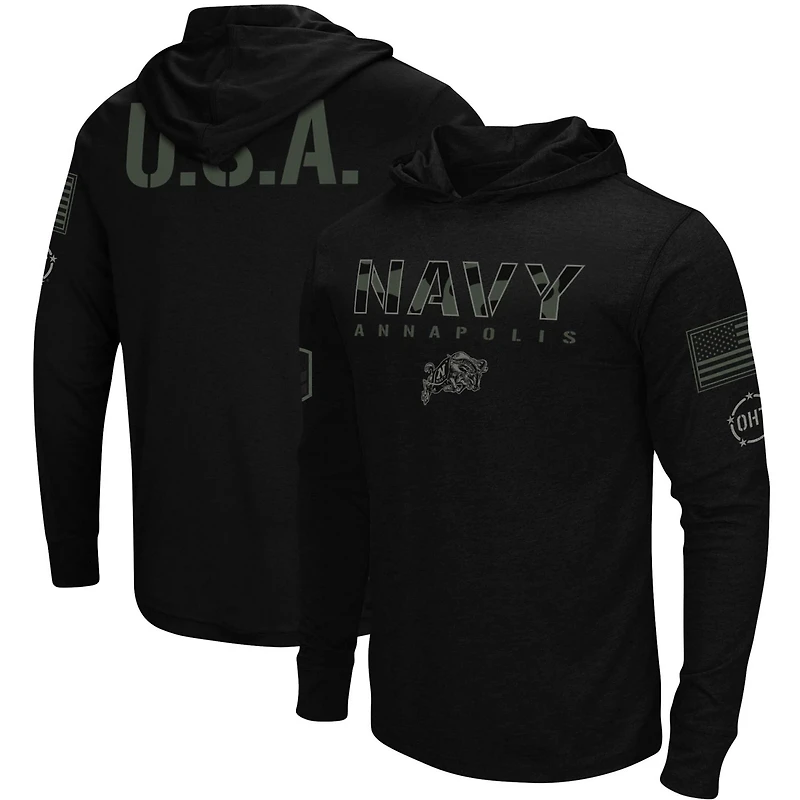 Colosseum Navy Midshipmen OHT Military Appreciation Hoodie Long Sleeve T-Shirt