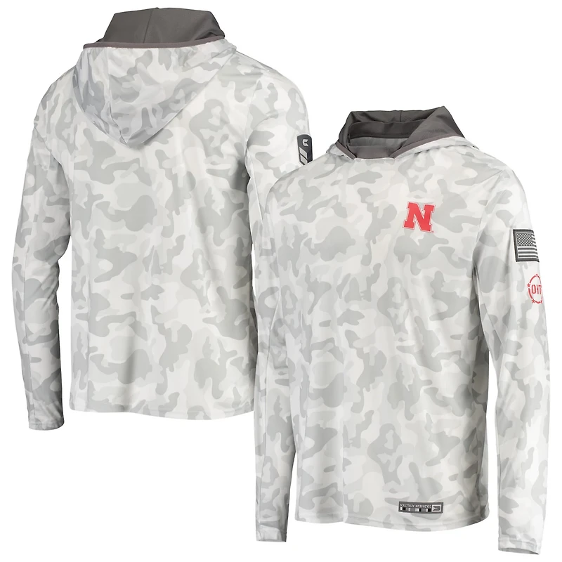 Colosseum Nebraska Huskers OHT Military Appreciation Long Sleeve Hoodie Top