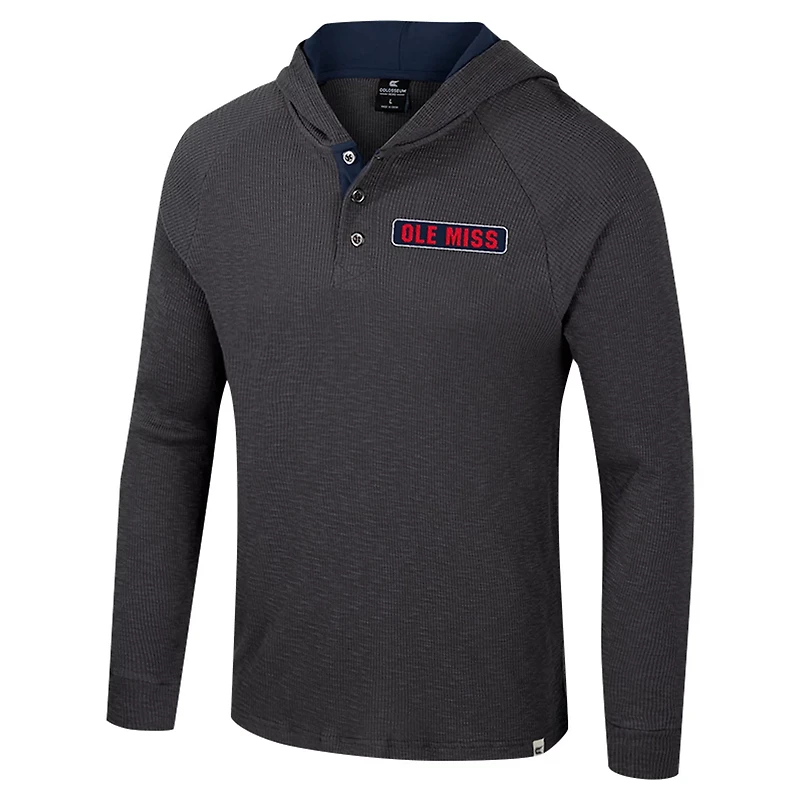 Colosseum Ole Miss Rebels Dujour Ralgan Long Sleeve Henley Hoodie T-Shirt