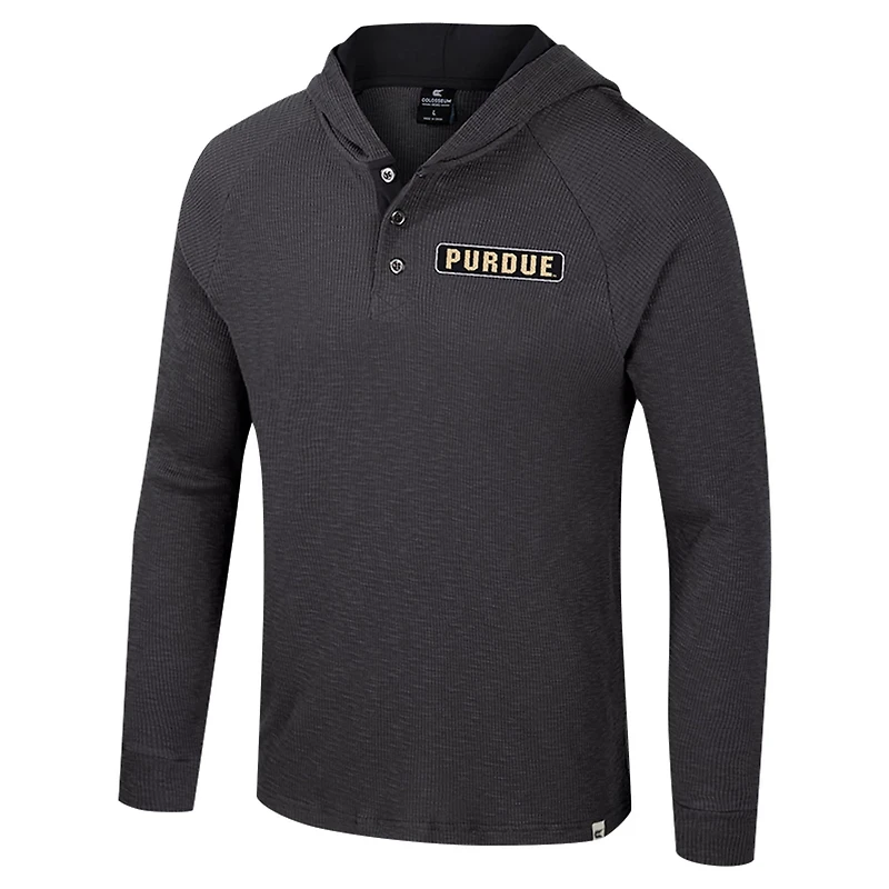 Colosseum Purdue Boilermakers Dujour Ralgan Long Sleeve Henley Hoodie T-Shirt