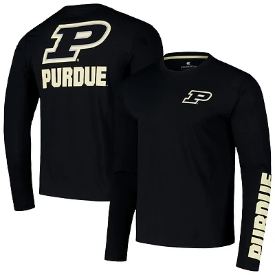 Colosseum Purdue Boilermakers Logo Lockup 3-Hit Active Blend Long Sleeve T-Shirt