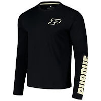 Colosseum Purdue Boilermakers Logo Lockup 3-Hit Active Blend Long Sleeve T-Shirt
