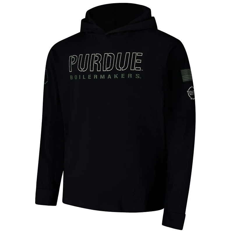 Colosseum Purdue Boilermakers OHT Military Appreciation Hoodie Long Sleeve T-Shirt