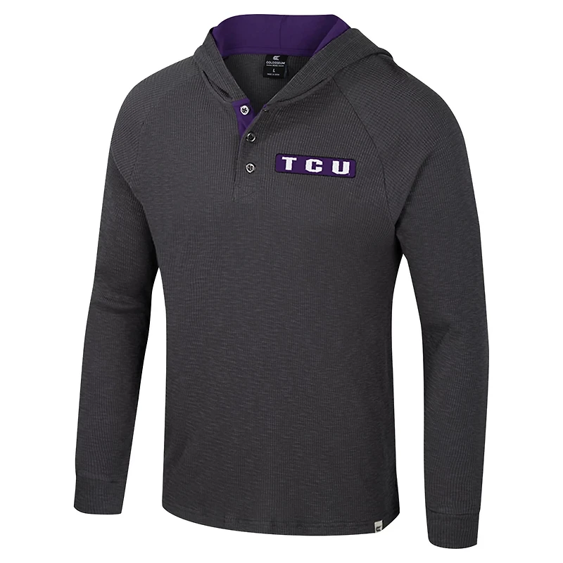 Colosseum TCU Horned Frogs Dujour Ralgan Long Sleeve Henley Hoodie T-Shirt
