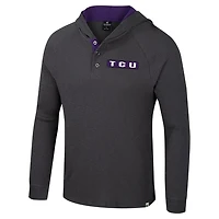 Colosseum TCU Horned Frogs Dujour Ralgan Long Sleeve Henley Hoodie T-Shirt