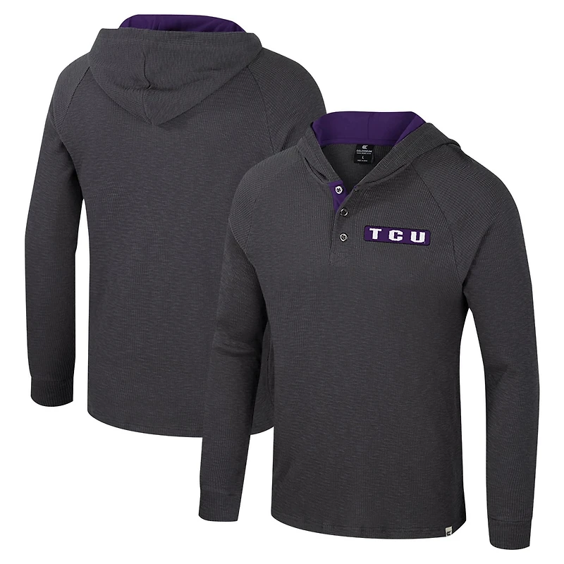 Colosseum TCU Horned Frogs Dujour Ralgan Long Sleeve Henley Hoodie T-Shirt