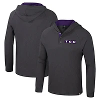 Colosseum TCU Horned Frogs Dujour Ralgan Long Sleeve Henley Hoodie T-Shirt