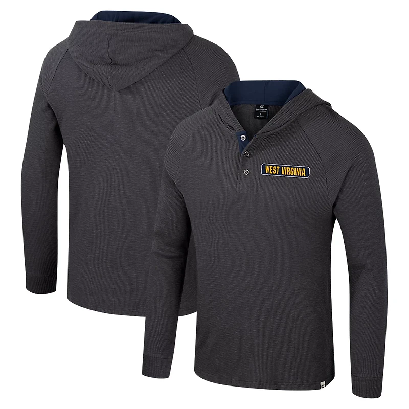 Colosseum West Virginia Mountaineers Dujour Ralgan Long Sleeve Henley Hoodie T-Shirt