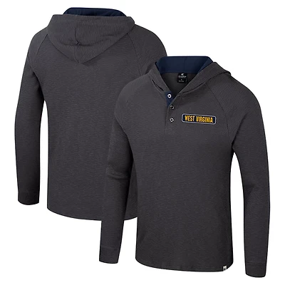 Colosseum West Virginia Mountaineers Dujour Ralgan Long Sleeve Henley Hoodie T-Shirt