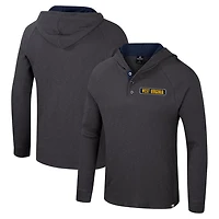 Colosseum West Virginia Mountaineers Dujour Ralgan Long Sleeve Henley Hoodie T-Shirt