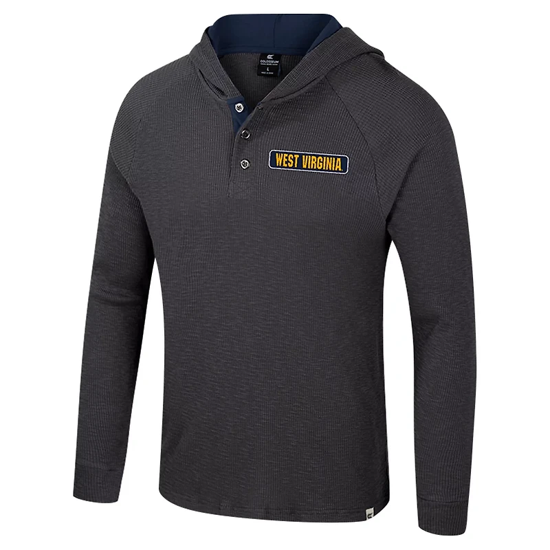Colosseum West Virginia Mountaineers Dujour Ralgan Long Sleeve Henley Hoodie T-Shirt