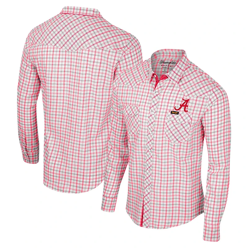 Colosseum x Wrangler Alabama Crimson Tide Plaid Window Pane Long Sleeve Full-Snap Shirt