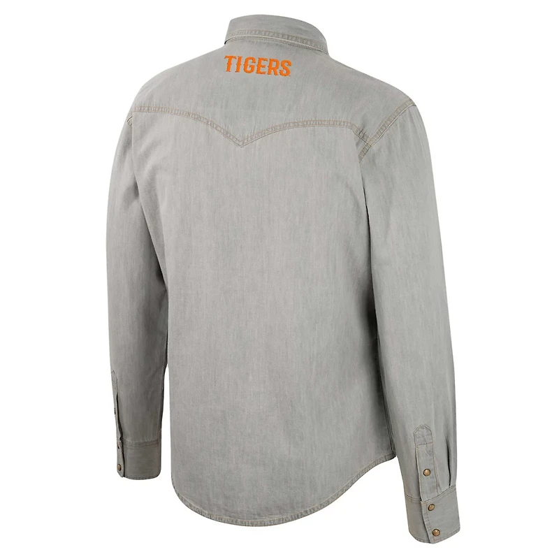 Colosseum x Wrangler Clemson Tigers Cowboy Cut Western Full-Snap Long Sleeve Shirt
