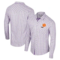 Colosseum x Wrangler Clemson Tigers Plaid Window Pane Long Sleeve Full-Snap Shirt