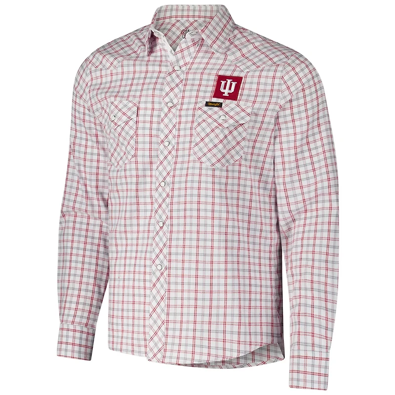 Colosseum x Wrangler Indiana Hoosiers Plaid Window Pane Long Sleeve Full-Snap Shirt
